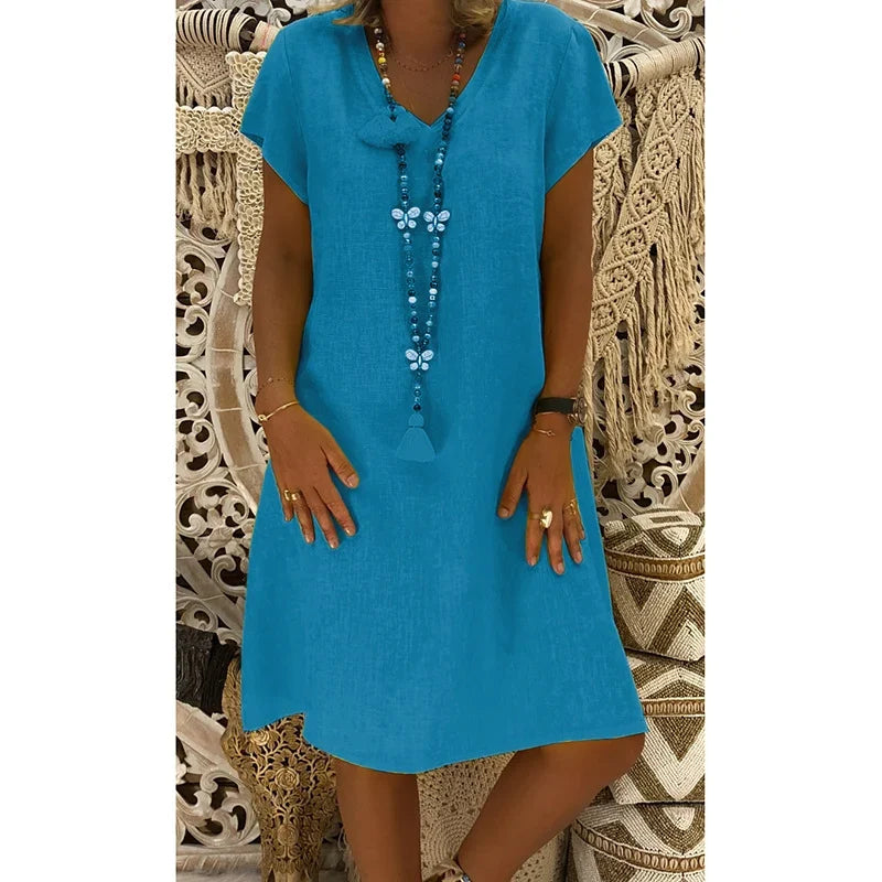 KATY™ CASUAL V-NECK MIDI DRESS