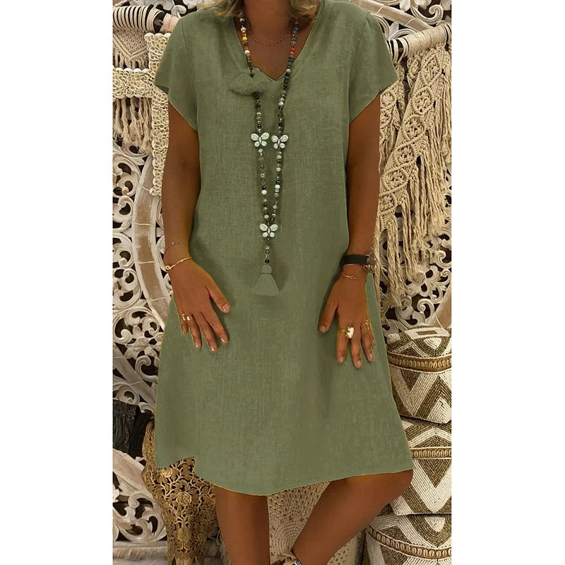 KATY™ CASUAL V-NECK MIDI DRESS