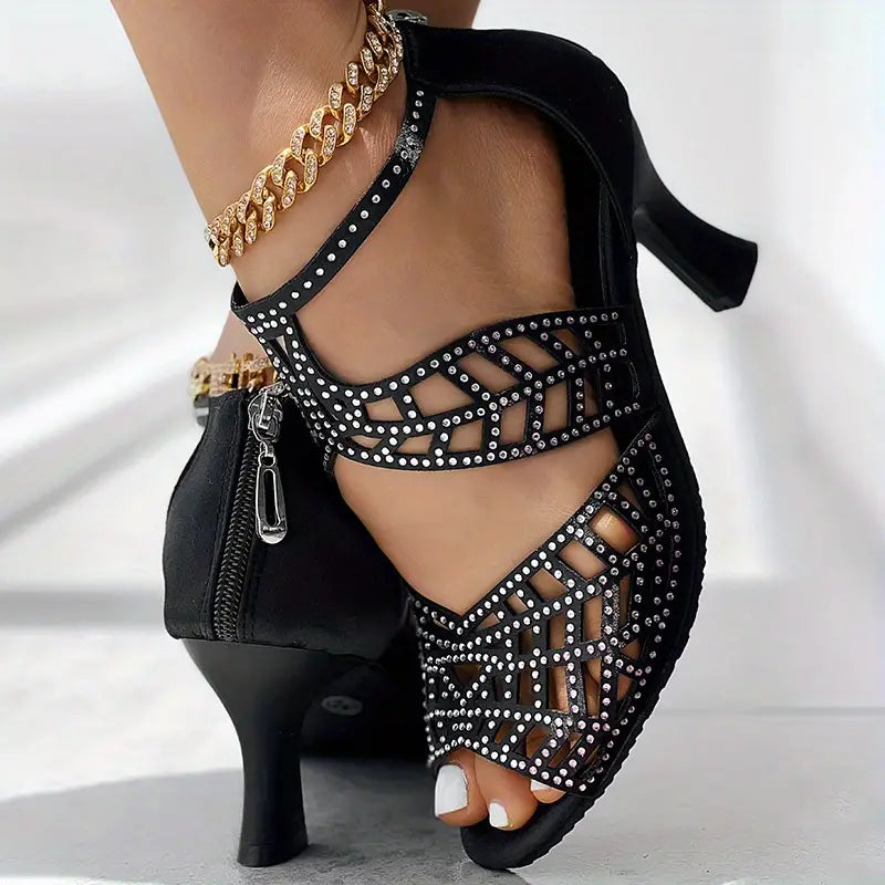 WOMEN'S HIGH HEEL PARTY CASUAL ZIPPER SANDALS