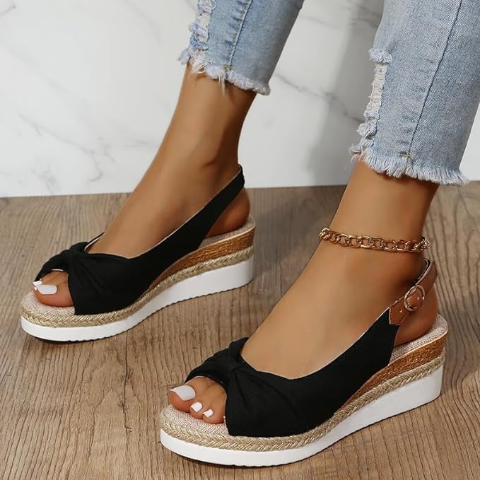 WOMEN'S BOWKNOT WEDGE PLATFORM SANDALS