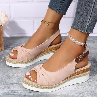 WOMEN'S BOWKNOT WEDGE PLATFORM SANDALS