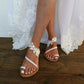 WOMEN'S BOHO WEDDING FLAT FLORAL SANDALS