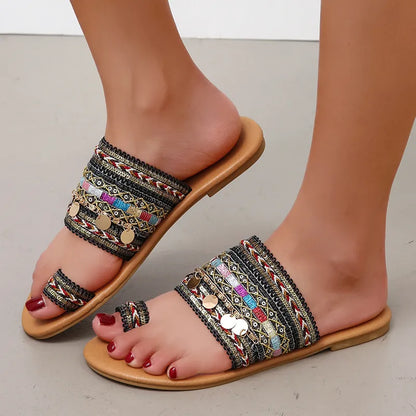 WOMEN'S SUMMER FLAT HEEL OPEN-TOE VINTAGE SANDALS