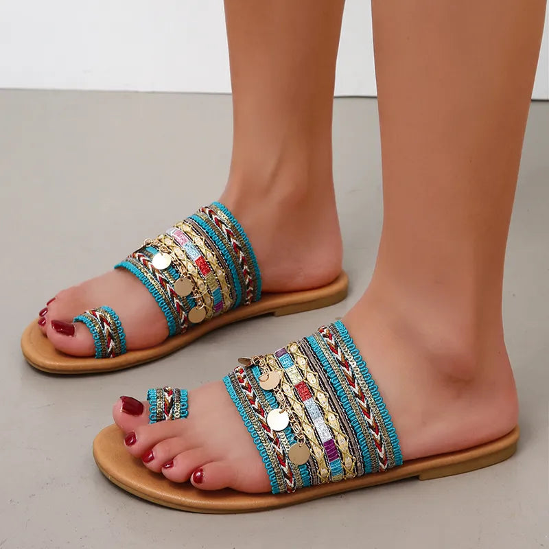 WOMEN'S SUMMER FLAT HEEL OPEN-TOE VINTAGE SANDALS