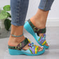 WOMEN'S SUMMER CUT OUT FLOWER WEDGE SANDALS