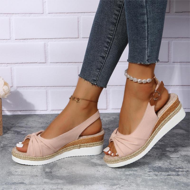 WOMEN'S BOWKNOT WEDGE PLATFORM SANDALS