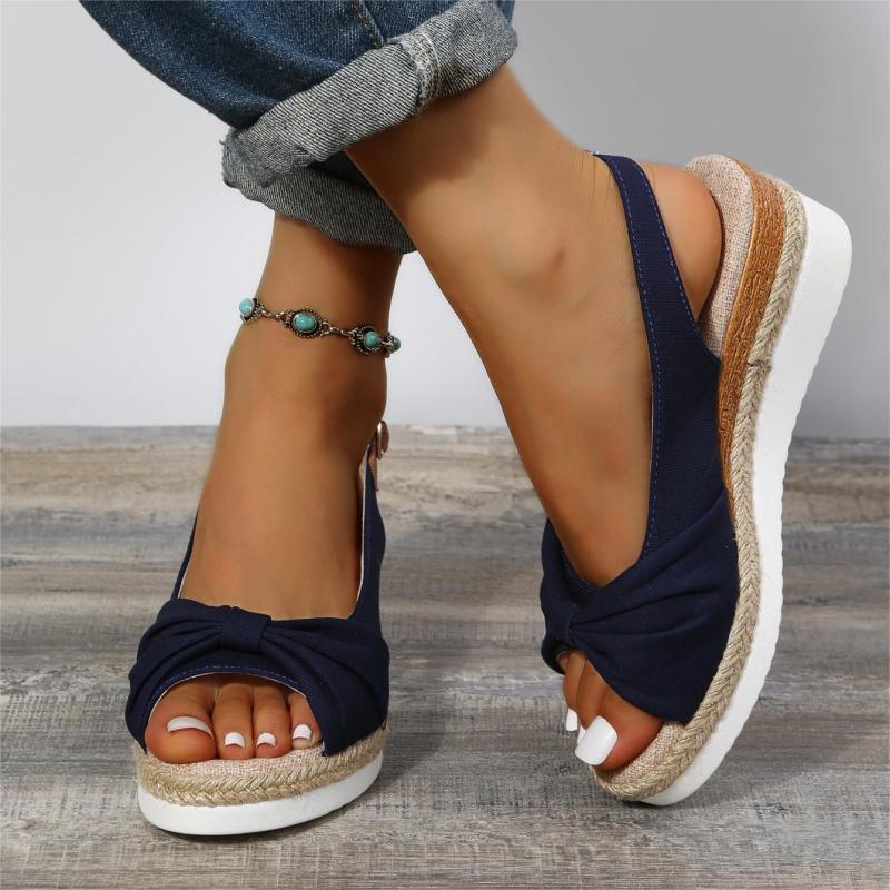 WOMEN'S BOWKNOT WEDGE PLATFORM SANDALS