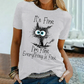 WOMEN'S FUNNY CAT PRINT T-SHIRT