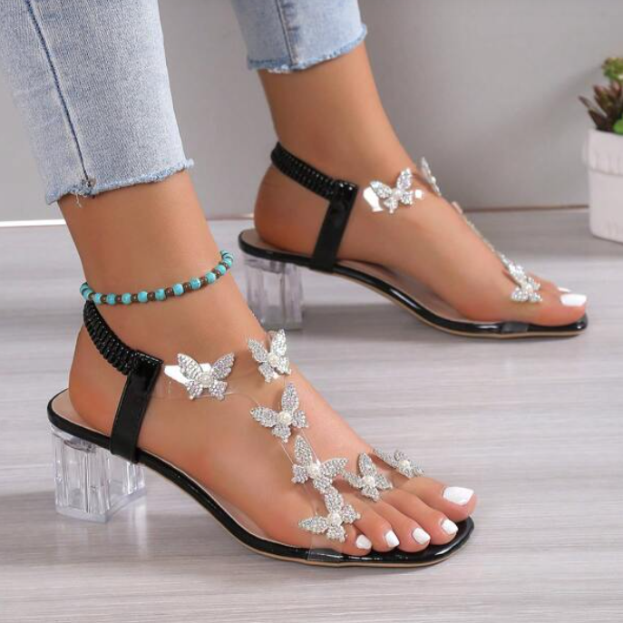 WOMEN'S FLOWER BLOCK HEEL CHUNKY SANDALS