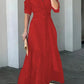 MEGAN™ ELEGANT SOLID BUTTON BELTED MAXI DRESS